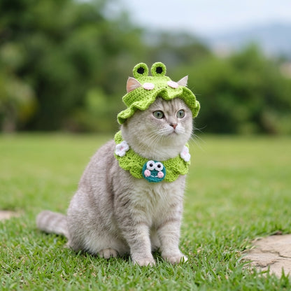 Gatto con cappellino all'uncinetto Ranocchietto